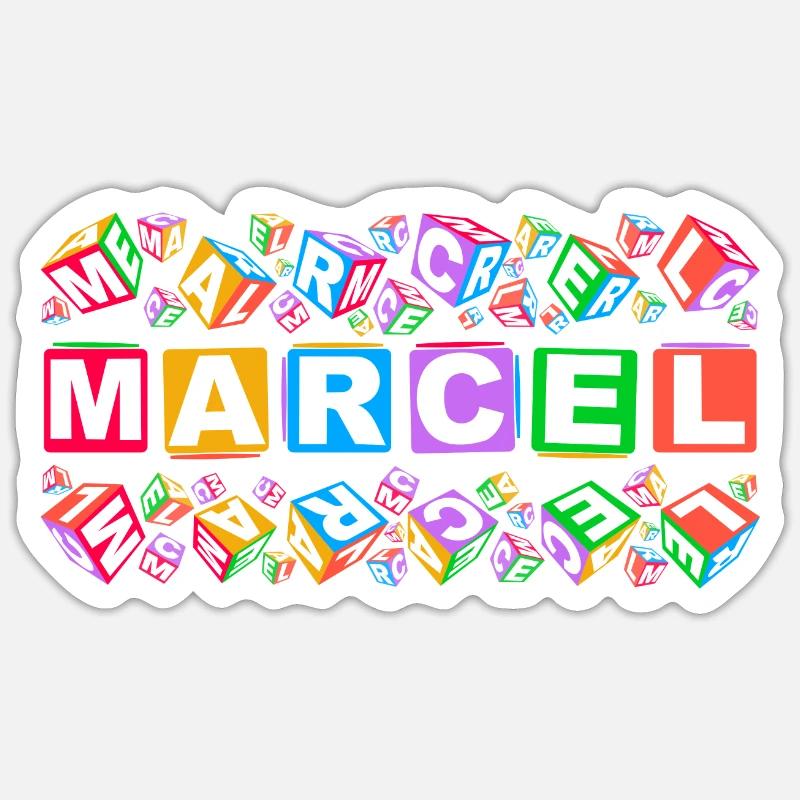 MARCEL colourful cubes - Sticker Größe S (10 x 10 cm) - Mattweiß