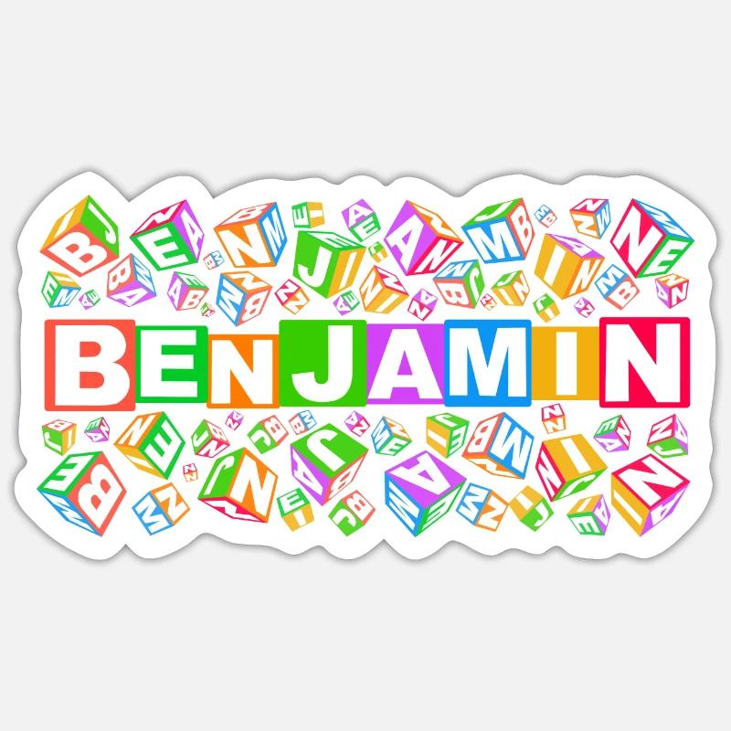 BENJAMIN colourful cubes - Sticker Größe S (10 x 10 cm) - Mattweiß
