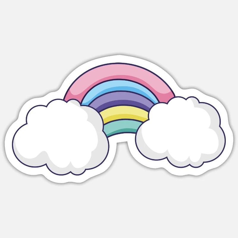 Arc nuage arc-en-ciel pastel - Sticker taille S (10 x 10 cm) - blanc mat
