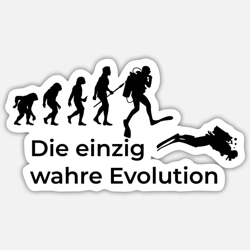 Die einzig wahre Evolution vom Affe zum Taucher Sticker Größe S (10 x 10 cm)