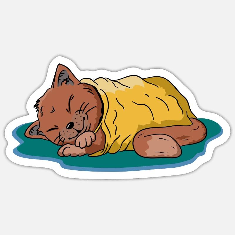 Cat sleeping under blanket sleeping Sticker size S (10 x 10 cm)