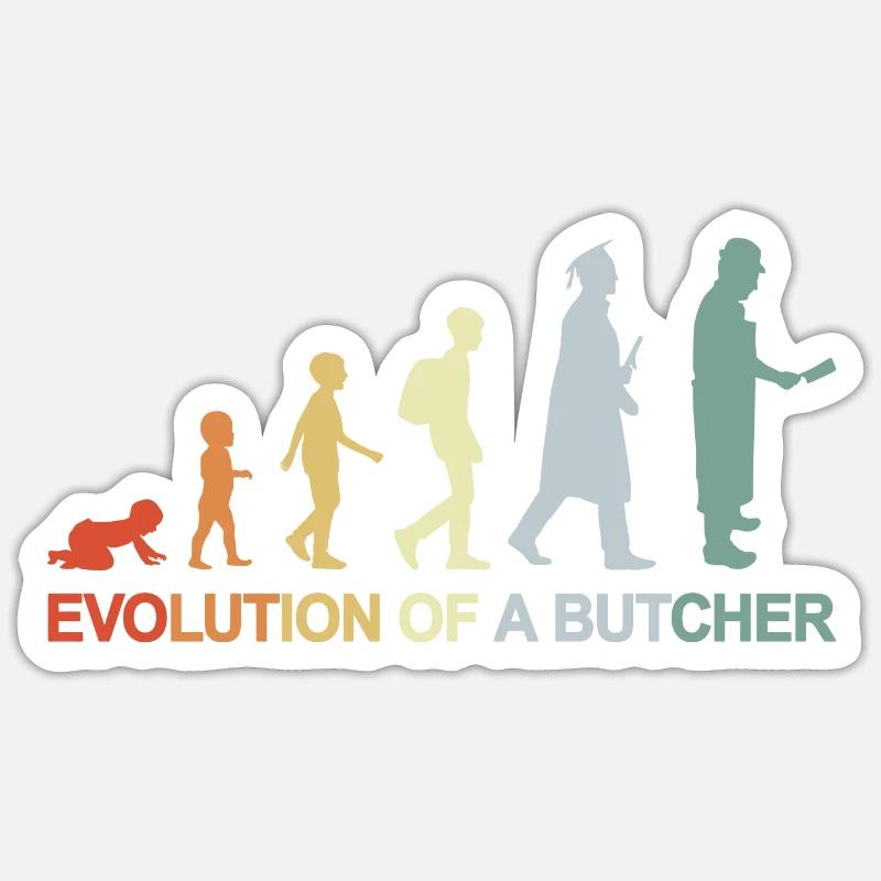 Vintage Butcher Evolution Sticker size S (10 x 10 cm)