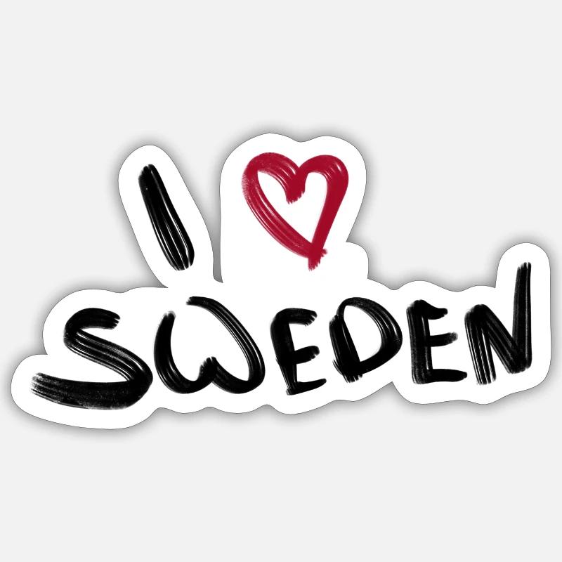 J’adore la Suède - Sticker taille S (10 x 10 cm) - blanc mat