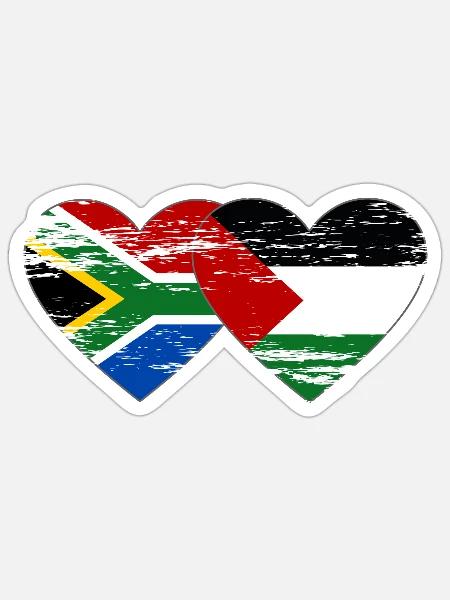 Südafrika Palästina Flagge Herz used - Sticker Größe S (10 x 10 cm) - Mattweiß