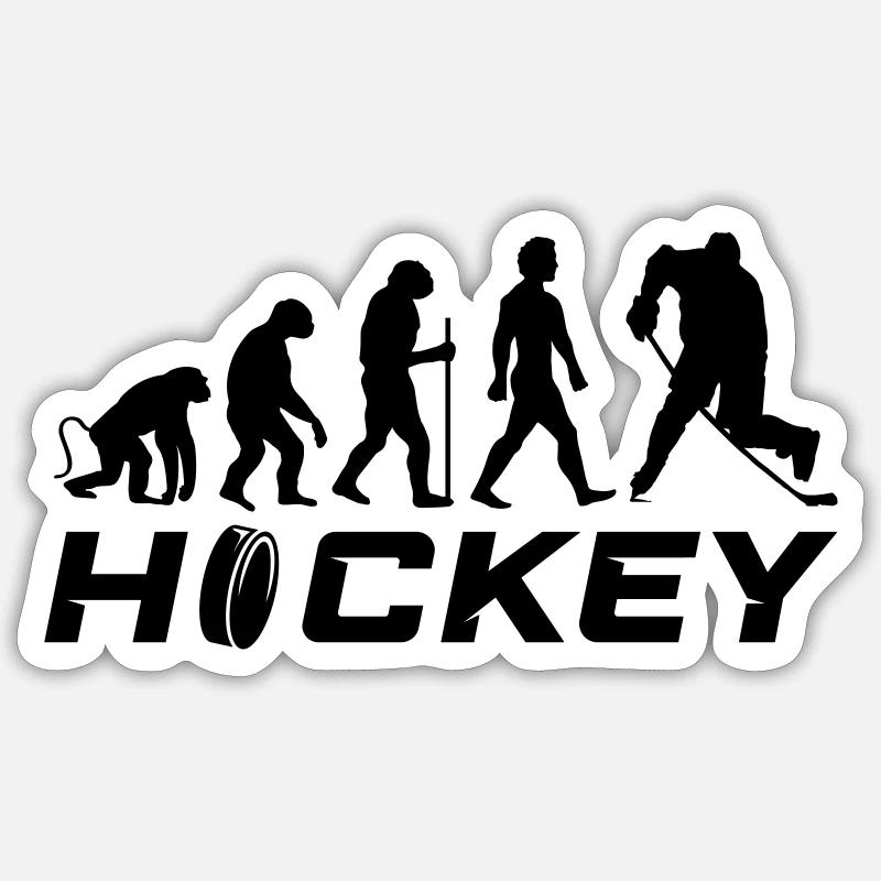 Évolution du hockey 1 - Sticker taille S (10 x 10 cm) - blanc mat