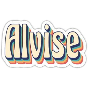 Alvise Retro T-Shirt Vintage T-Shirt Geschenkidee - Sticker Größe S (10 x 10 cm) - Mattweiß - Vorne
