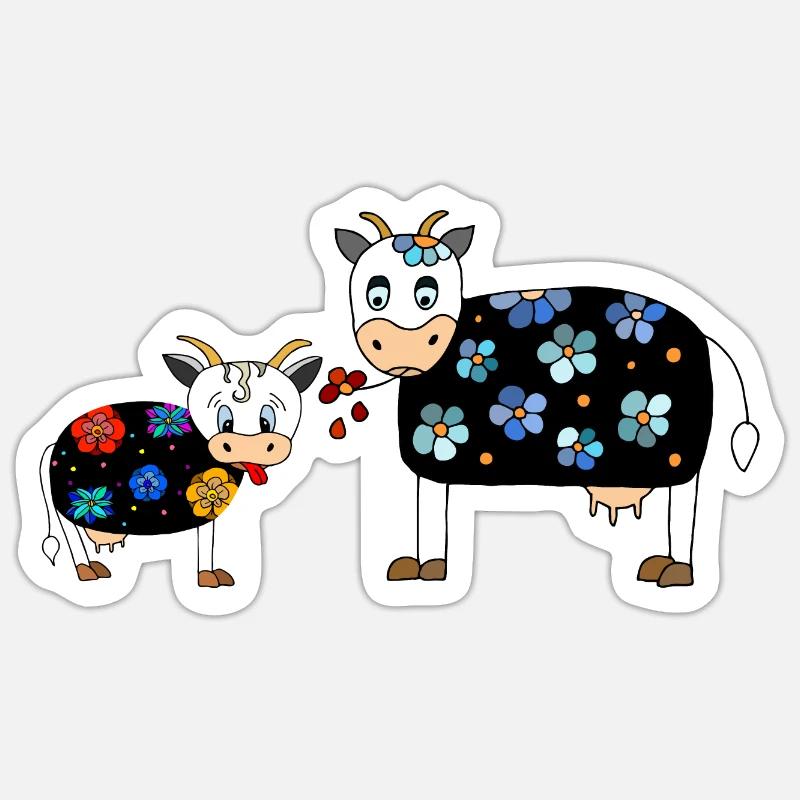 Kühe - Sticker Größe S (10 x 10 cm) - Mattweiß