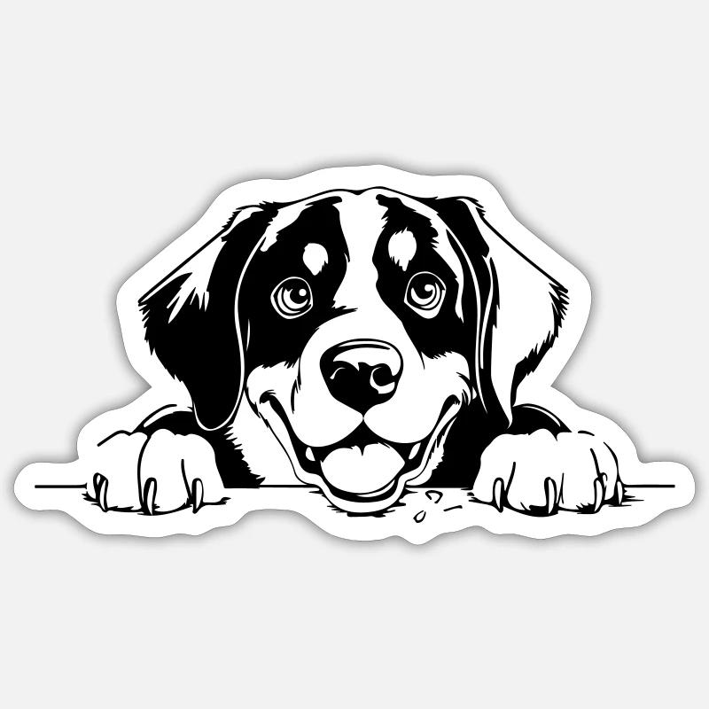 Großer Schweizer Sennenhund - Sticker Größe S (10 x 10 cm) - Mattweiß