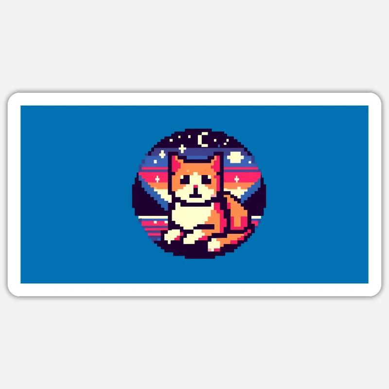 Nuit de chat - Sticker taille S (10 x 10 cm) - blanc mat