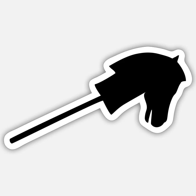 Monter un cheval bâton - Sticker taille S (10 x 10 cm) - blanc mat