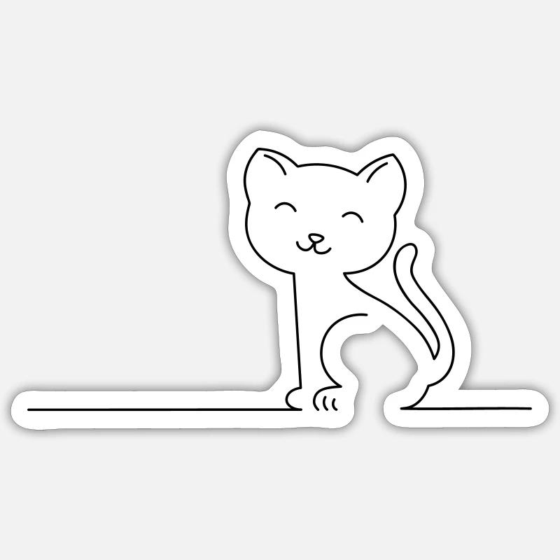 Cat Monoline - Sticker Größe S (10 x 10 cm) - Mattweiß