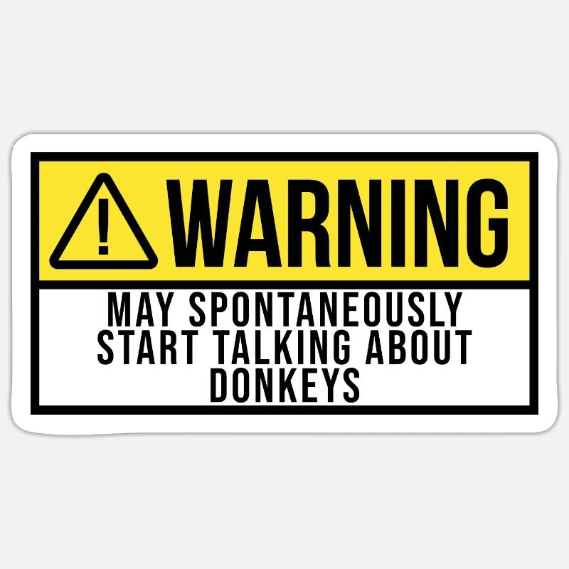 âne - Sticker taille S (10 x 10 cm) - blanc mat