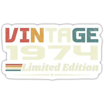 Vintage 1974 Gift 1974 Birthday 1974 Retro - Sticker size S (10 x 10 cm) - white matte - Front