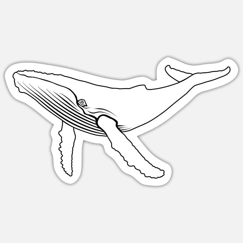 Wal - Buckelwal - Meeressäuger - Geschenk - Sticker Größe S (10 x 10 cm) - Mattweiß