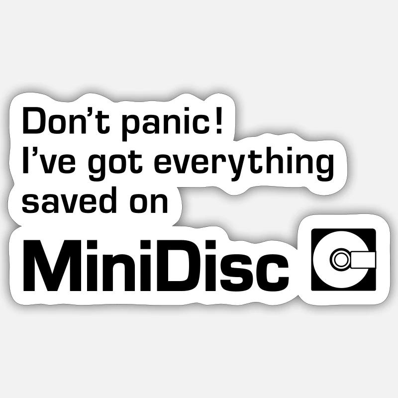 Minidisc Don't Panic! Sticker size S (10 x 10 cm)