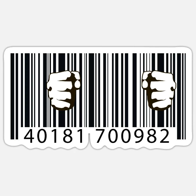 Prison Barcode - Sticker Größe S (10 x 10 cm) - Mattweiß