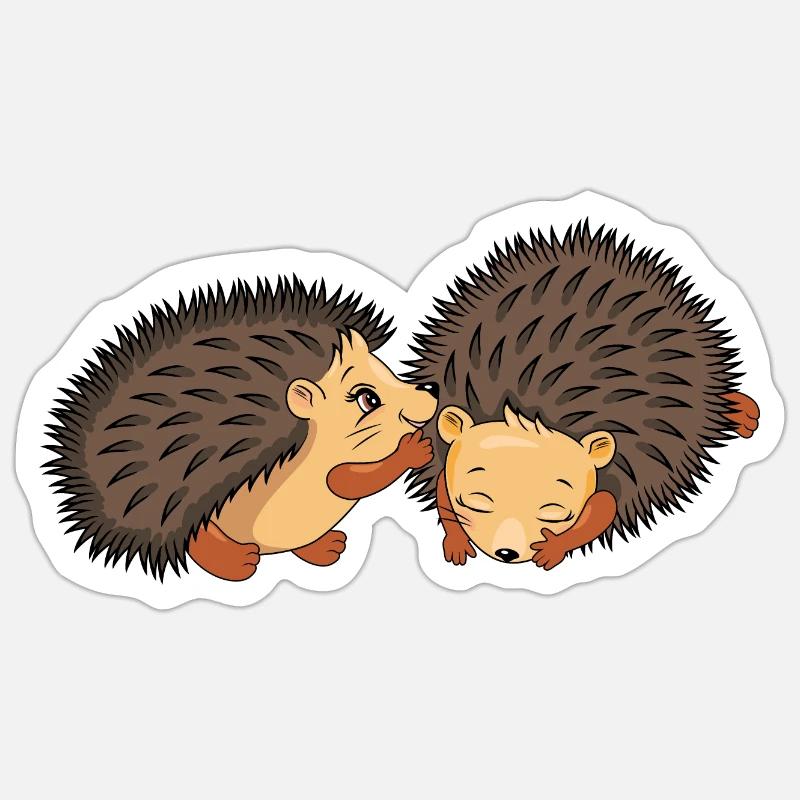 Deux hérissons mignons - Sticker taille S (10 x 10 cm) - blanc mat