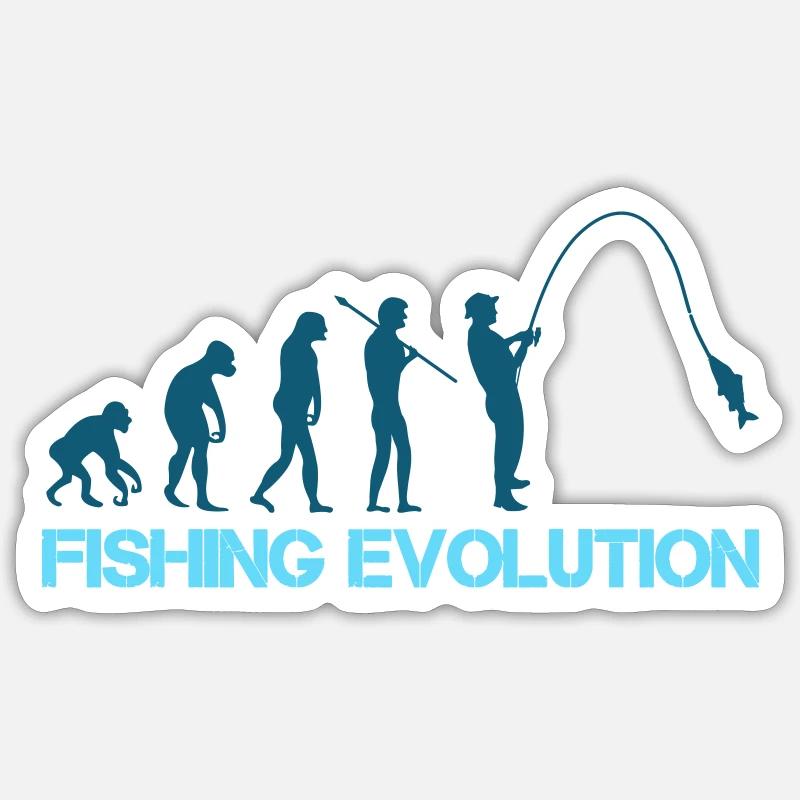 Évolution de la pêche - Sticker taille S (10 x 10 cm) - blanc mat
