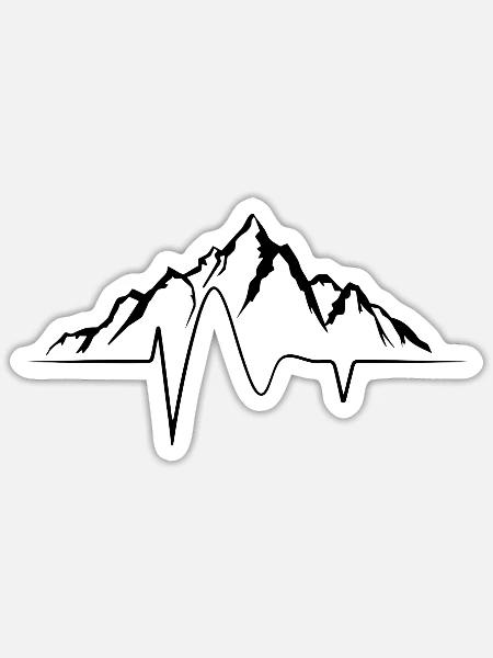 Herzschlag der Berge - Sticker Größe S (10 x 10 cm) - Mattweiß