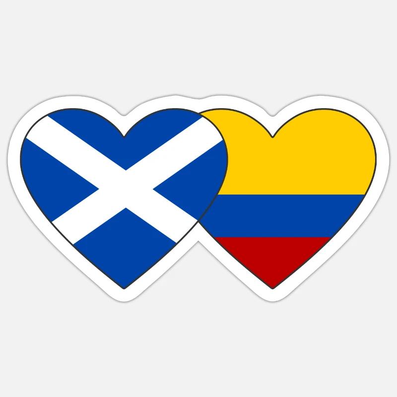 Ecosse Colombie Drapeau Coeur - Sticker taille S (10 x 10 cm) - blanc mat