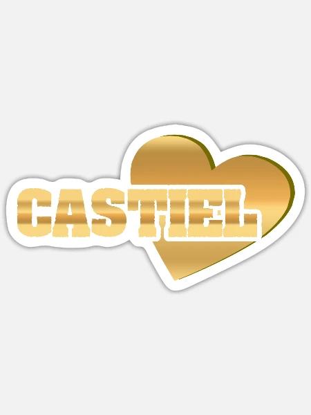 Castiel als Gold - Sticker Größe S (10 x 10 cm) - Mattweiß