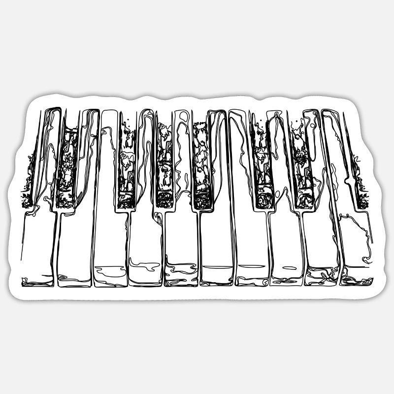 Clavier de piano - Sticker taille S (10 x 10 cm) - blanc mat