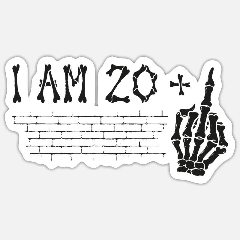 Ich bin 20 plus Mittelfinger - 21. Geburtstag Sticker Größe S (10 x 10 cm)