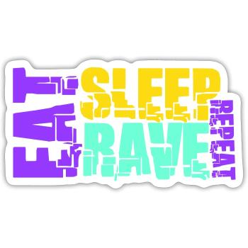 Manger dormir Rave répéter Logo Musique de fête Répéter - Sticker taille S (10 x 10 cm) - blanc mat - Devant