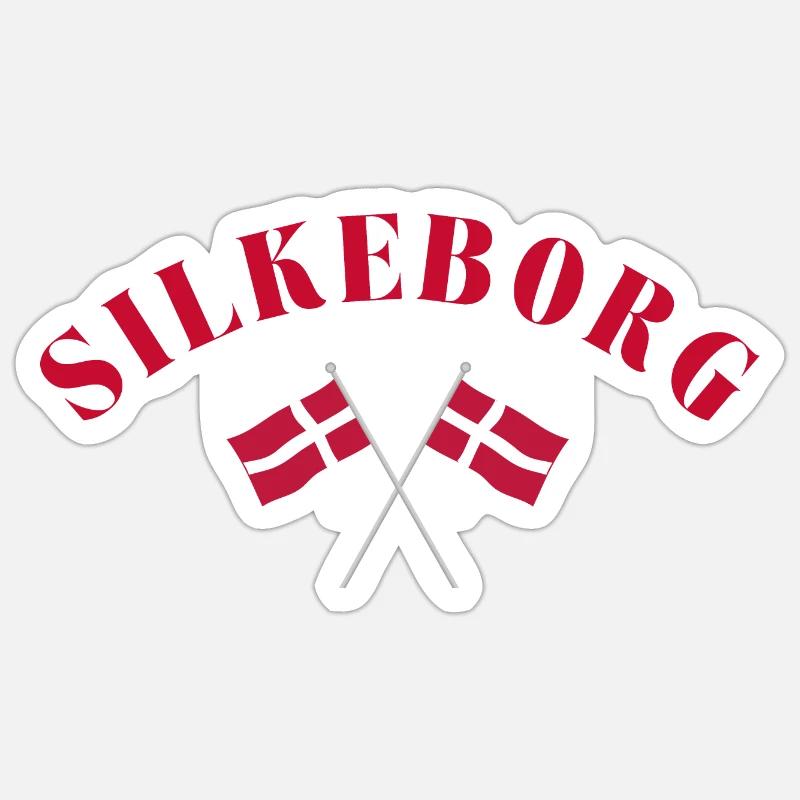 Silkeborg Danemark Drapeaux Design Sticker taille S (10 x 10 cm)