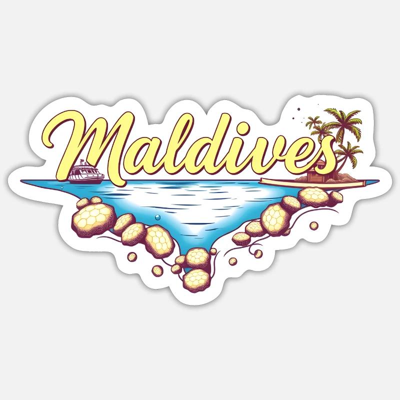 Malediven Geschenkidee - Sticker Größe S (10 x 10 cm) - Mattweiß