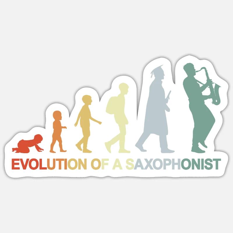Vintage Saxophonist Evolution Sticker size S (10 x 10 cm)
