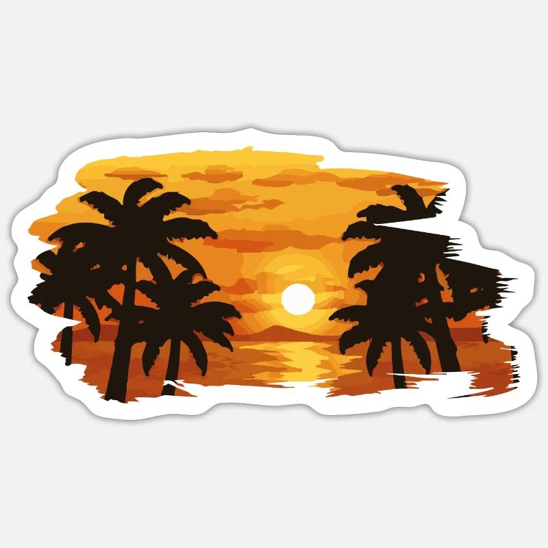 Coucher de soleil - Sticker taille S (10 x 10 cm) - blanc mat