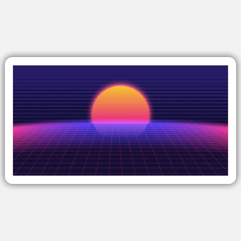 synthwave 80`s - Sticker Größe S (10 x 10 cm) - Mattweiß