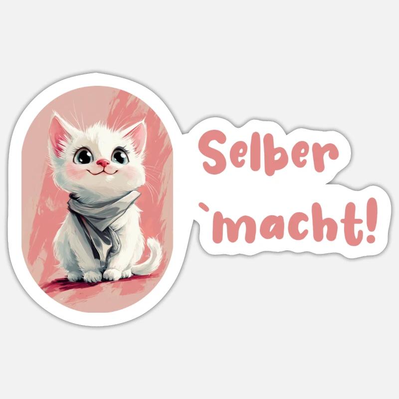 Proud cat "does it yourself" - Sticker size S (10 x 10 cm) - white matte