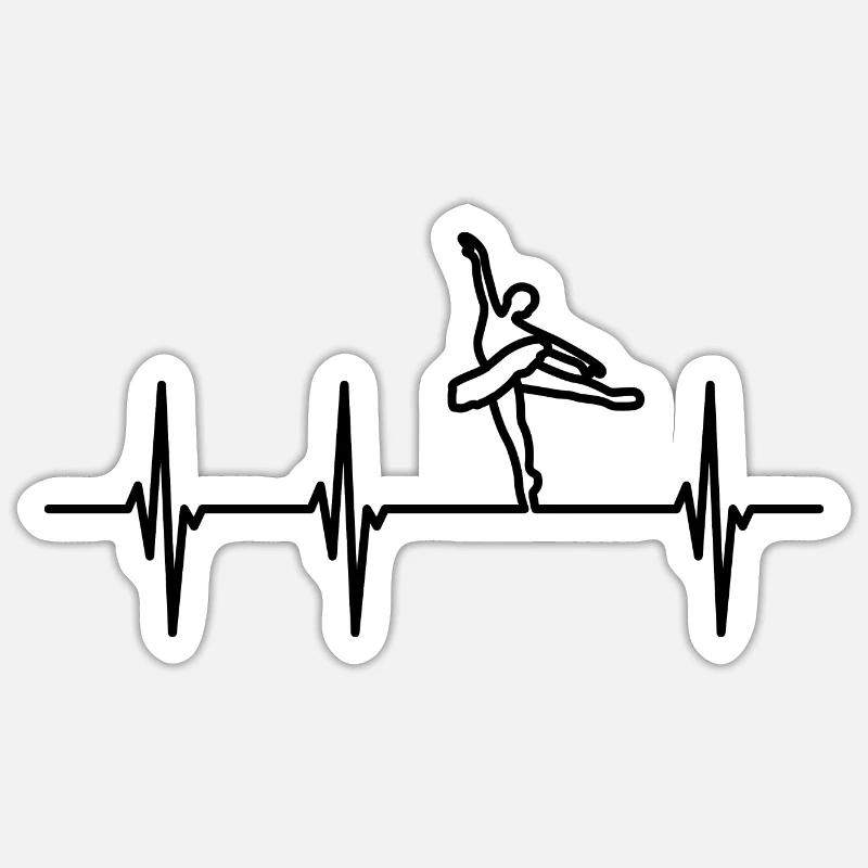 Danseuse de Ballet ECG Ligne Coeur - Sticker taille S (10 x 10 cm) - blanc mat