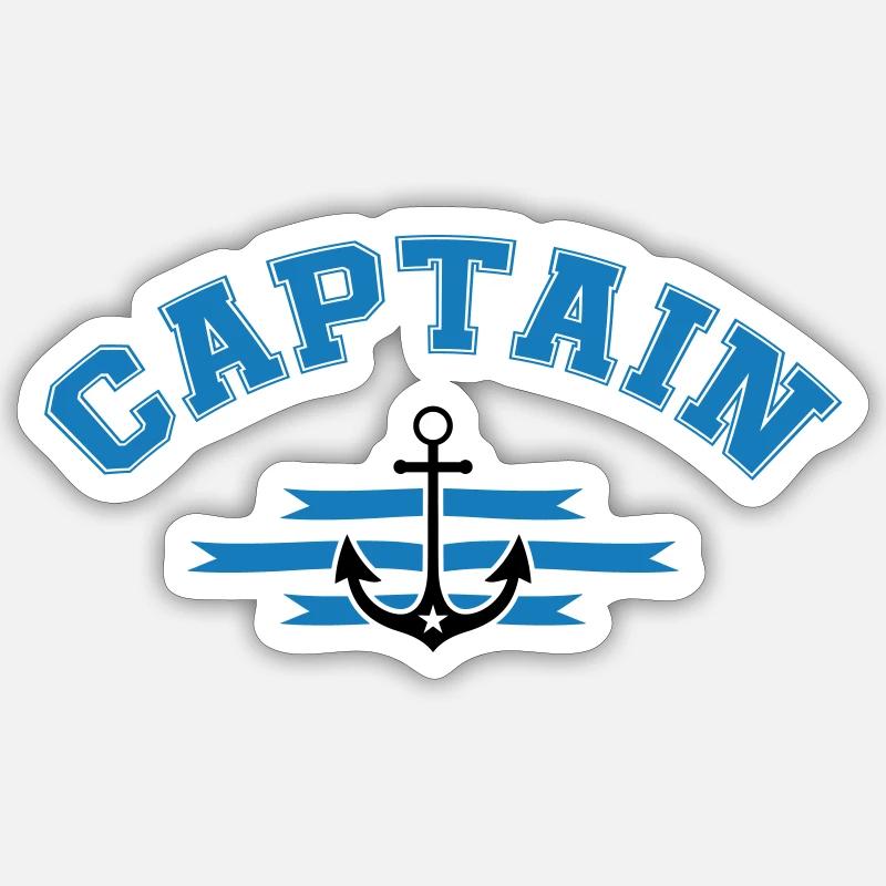 Anker Captain - Sticker Größe S (10 x 10 cm) - Mattweiß