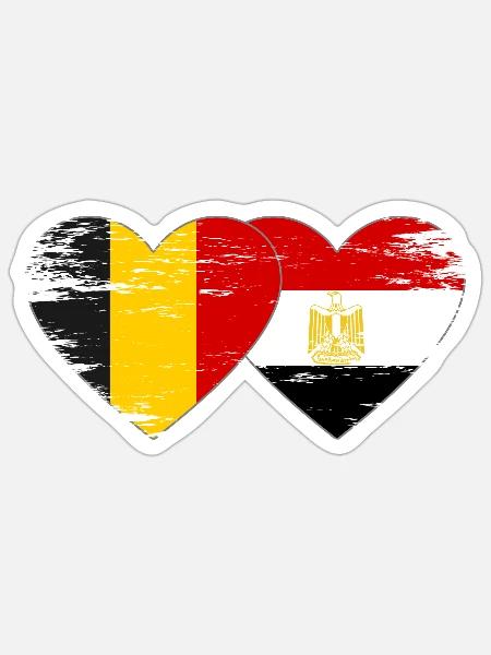 Belgien Ägypten Flagge Hände Herzform used - Sticker Größe S (10 x 10 cm) - Mattweiß