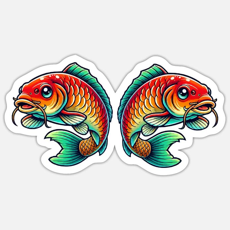 Fish Carp - Sticker size S (10 x 10 cm) - white matte