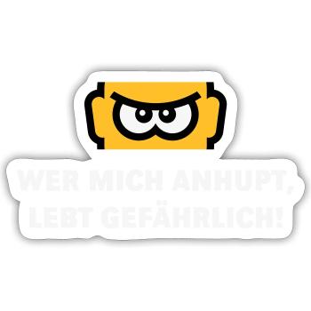 Wer Mich Anhupt, Lebt Gefährlich! (Auto / NEG 3C) - Sticker Größe S (10 x 10 cm) - Mattweiß - Vorne