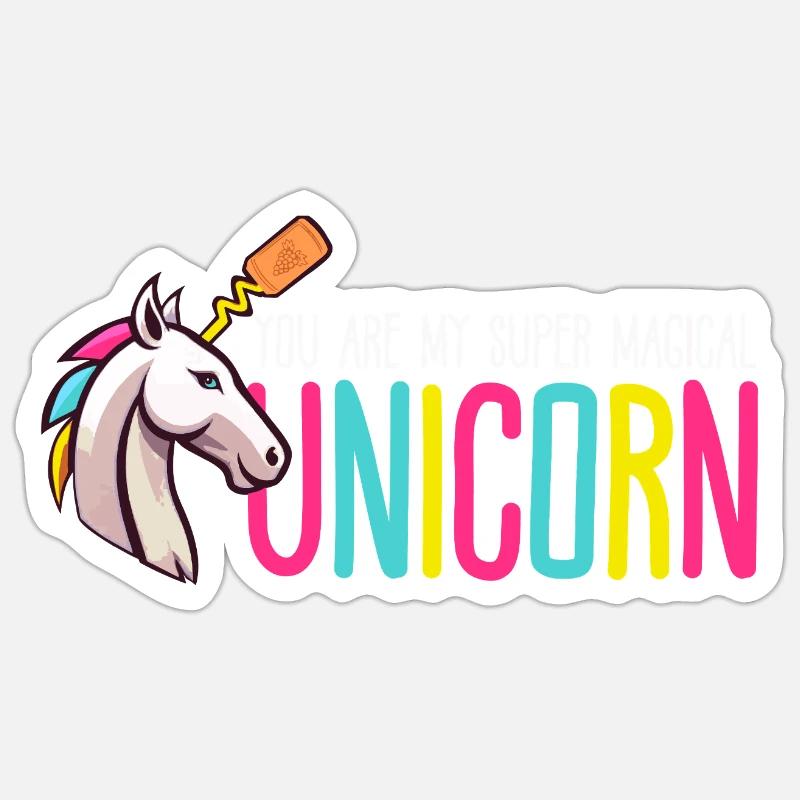 Super magisches Einhorn - Sticker Größe S (10 x 10 cm) - Mattweiß