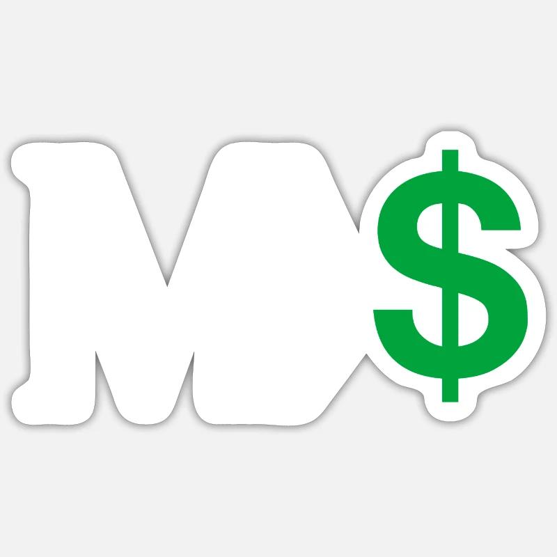 Buchstabe M Dollar Sticker Größe S (10 x 10 cm)