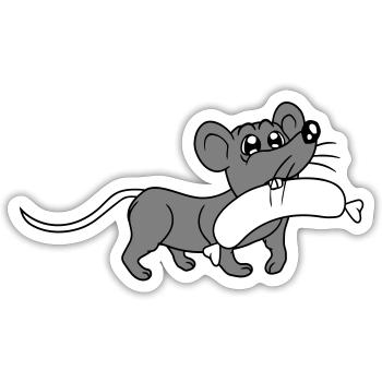Souris grosse saucisse manger faim saucisse grillades - Sticker taille S (10 x 10 cm) - blanc mat - Devant