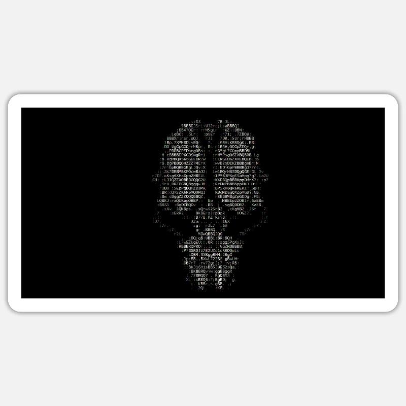 Noir et blanc et un peu de couleur ascii - Sticker taille S (10 x 10 cm) - blanc mat
