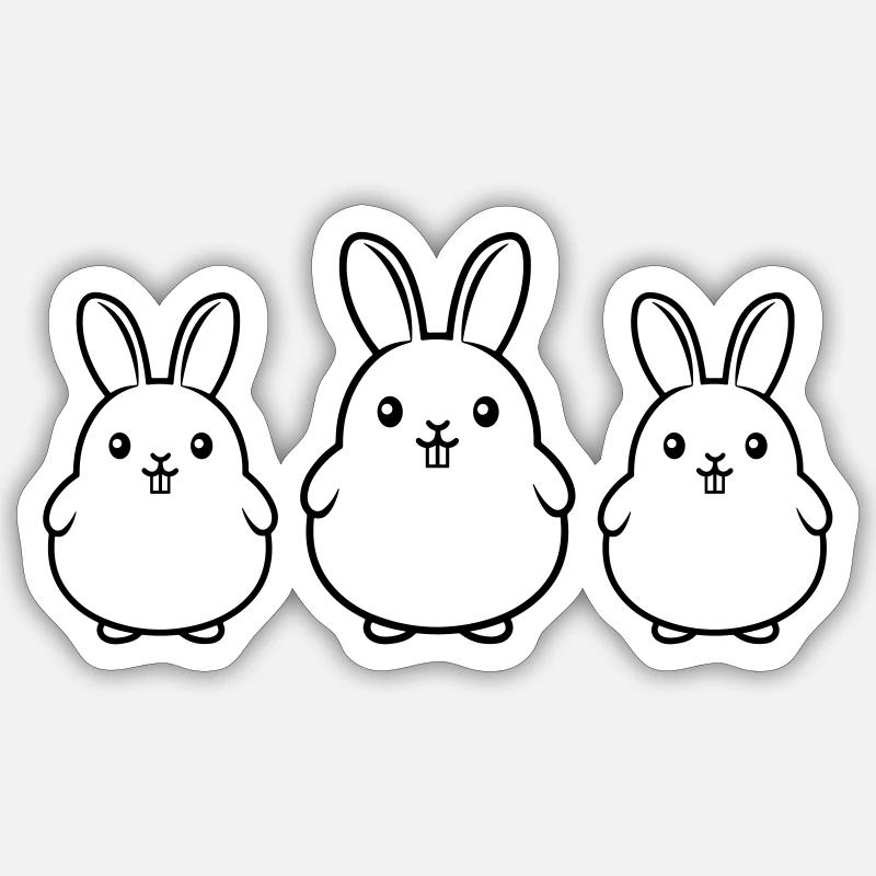Hasen Team Ostern Lustig - Sticker Größe S (10 x 10 cm) - Mattweiß