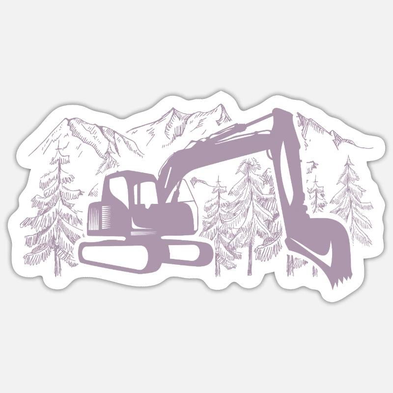 Bagger Silhouette Baugeräteführer Arbeit - Sticker Größe S (10 x 10 cm) - Mattweiß