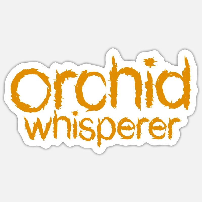 Orchidées Texte murmurant - Sticker taille S (10 x 10 cm) - blanc mat