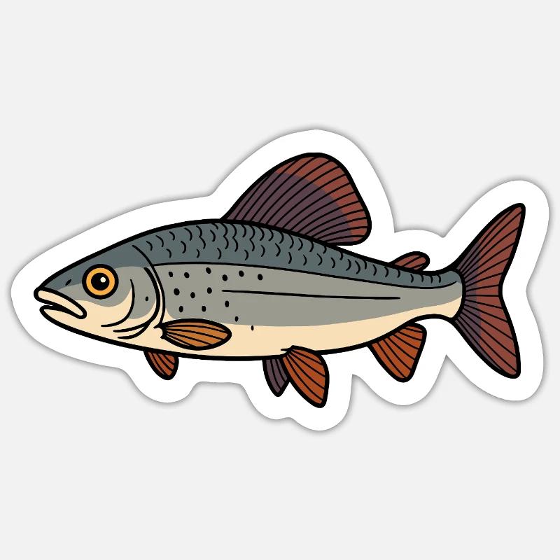 Fisch Äsche Sticker Größe S (10 x 10 cm)