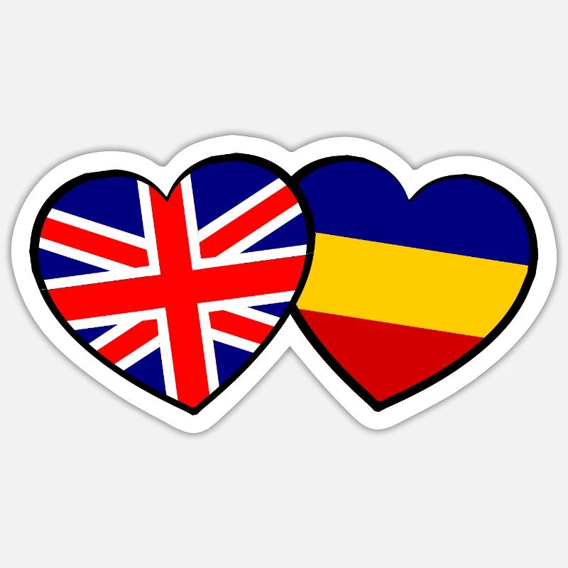Die englisch rumaenischen Herzen - Sticker Größe S (10 x 10 cm) - Mattweiß