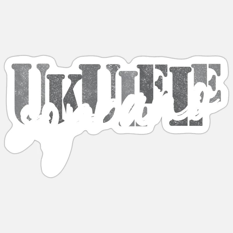 Ukulélé Soprano Noir Blanc - Sticker taille S (10 x 10 cm) - blanc mat