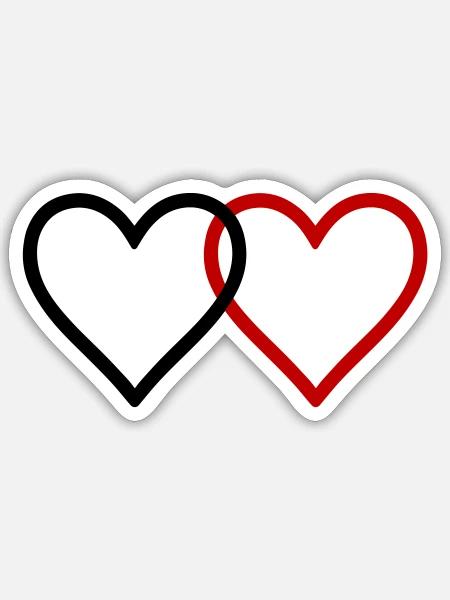 Herzen Paar Liebe - Sticker Größe S (10 x 10 cm) - Mattweiß